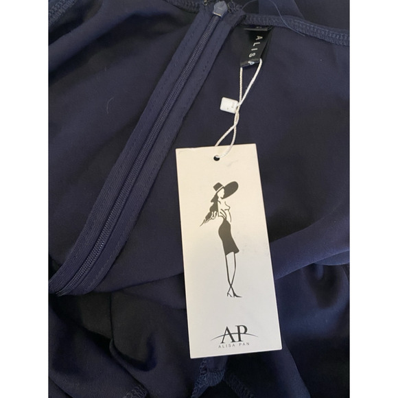 NWT Alisa Pan Dress Womens Extra-Large Navy On or Off Shoulder Formal Maxi Dress - Picture 13 of 16